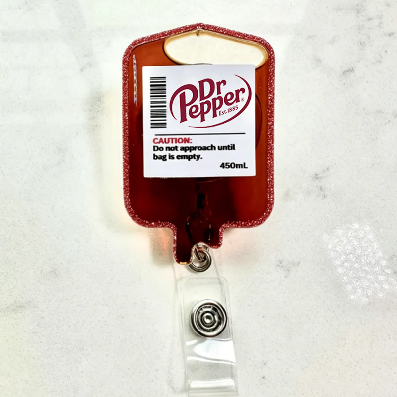 Dr Pepper Caution Do Not Approach Until Bag Is Empty Nurse Badge Reel