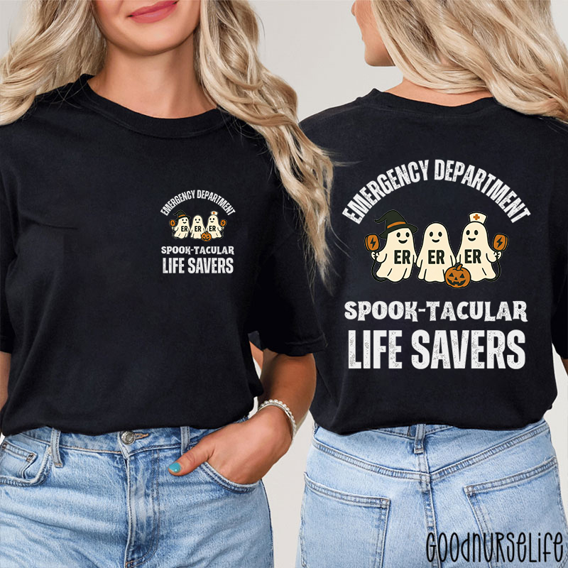 Emergency Department Spook‑tacular Life Savers Nurse Two Sided T-Shirt
