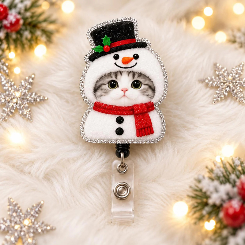 Personalized Festive Christmas Kitty Badge Reel