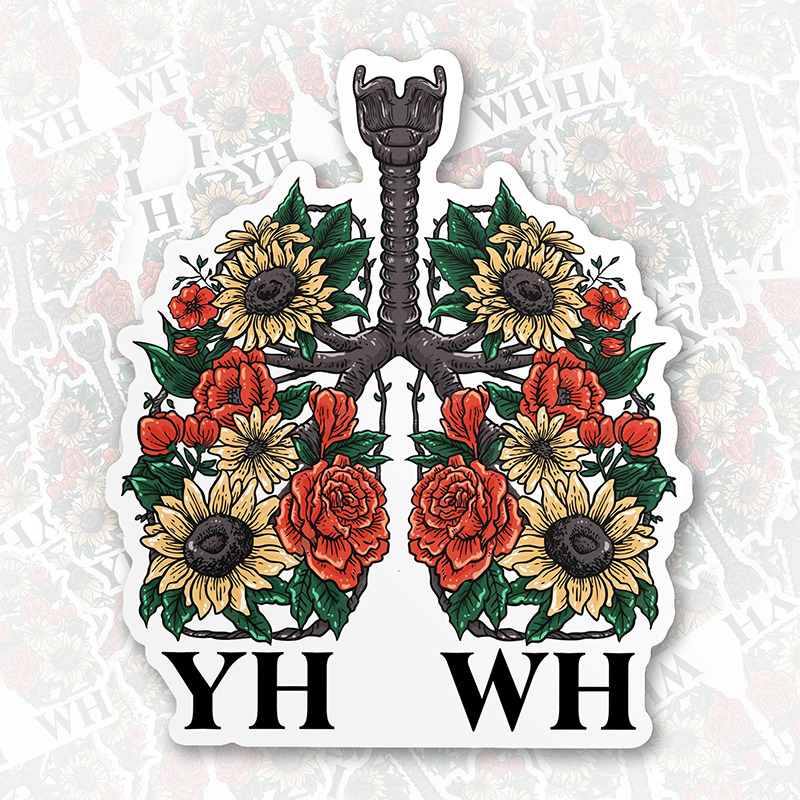 Floral Lung Nurse Stickers