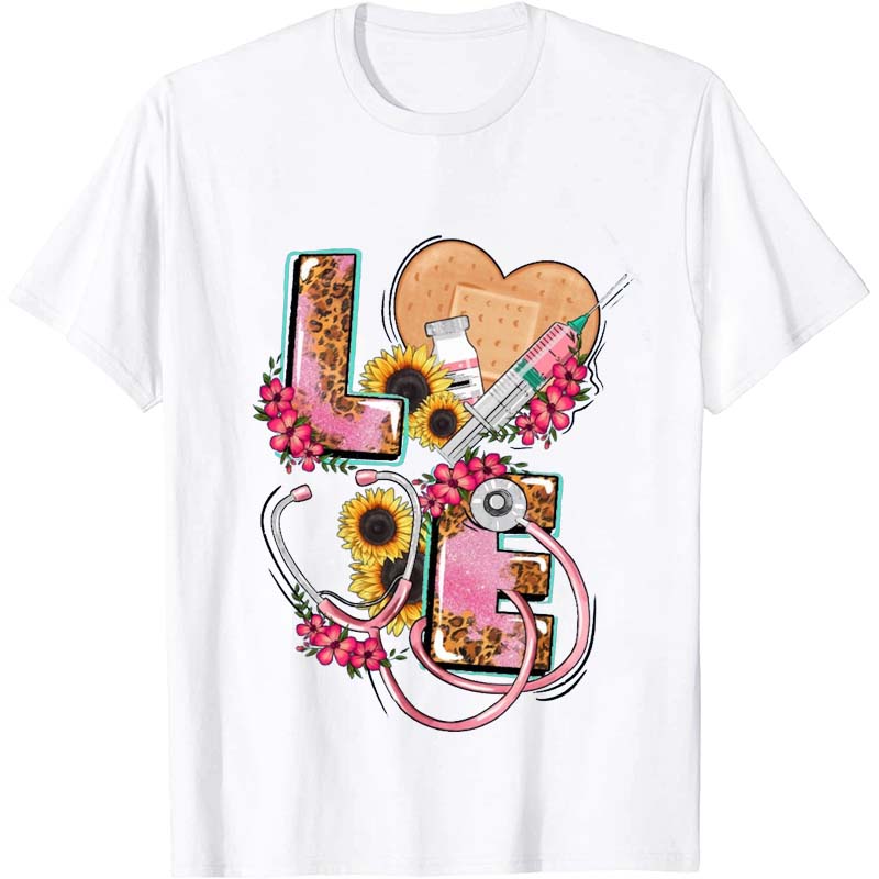 Flower Love Nurse T-Shirt
