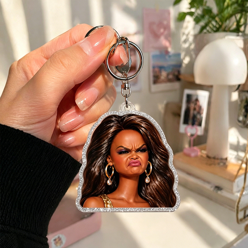 Funny Doll Face Meme Nurse Keychain