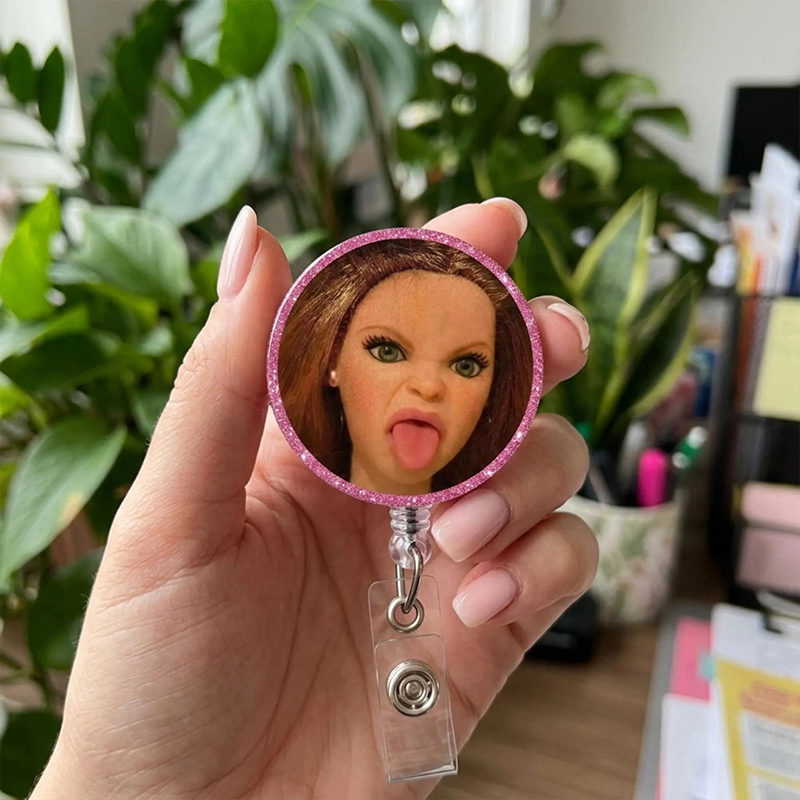 Funny Meme Doll Nurse Badge Reel