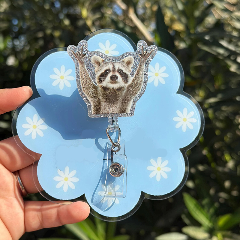 Funny Raccoon Nurse Badge Reel