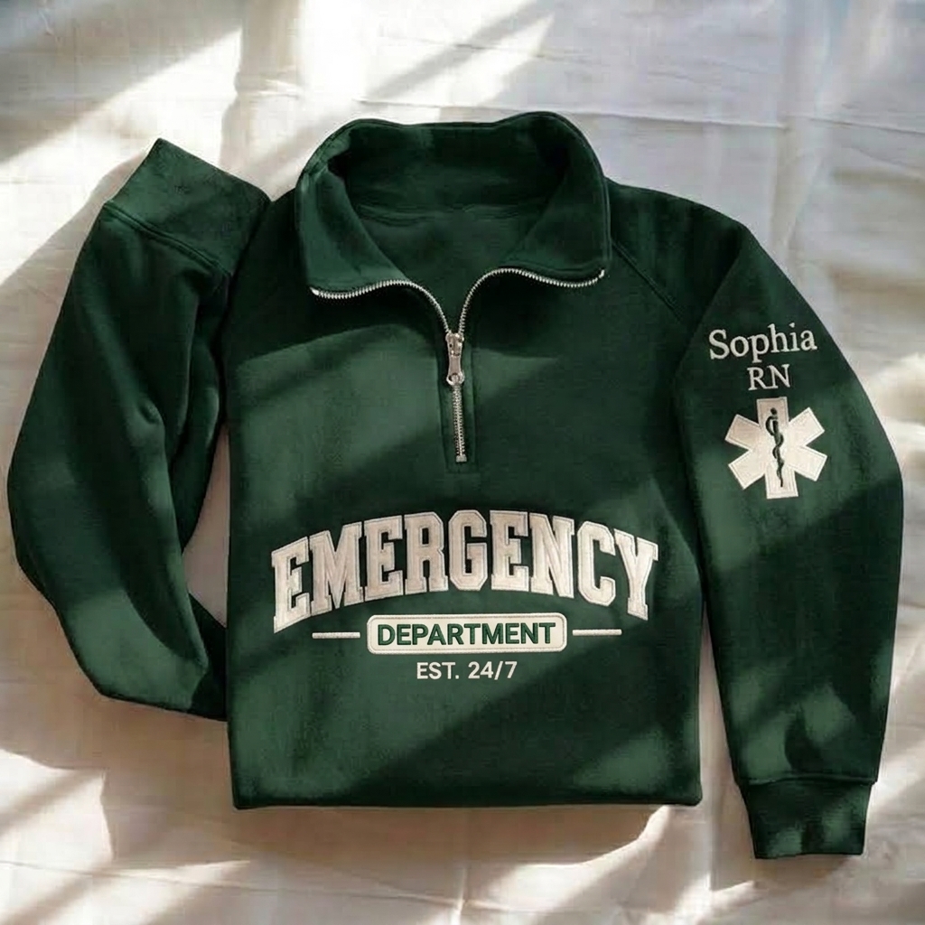 Personalized Name Embroidered Department Nurse Quarter Zip Sweatshirt