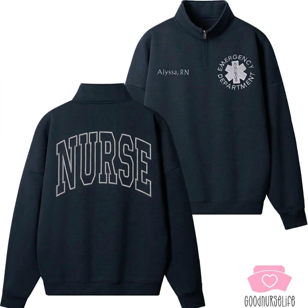 Personalized Job Title Embroidered Emergency Department Quarter Zip Sweatshirt