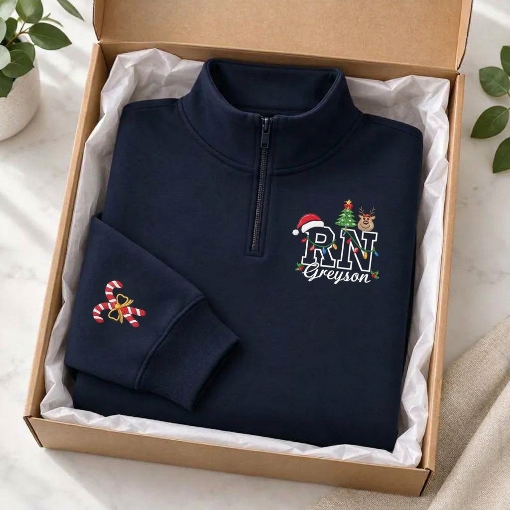 Personalized Santa Reindeer Christmas Sweatshirt
