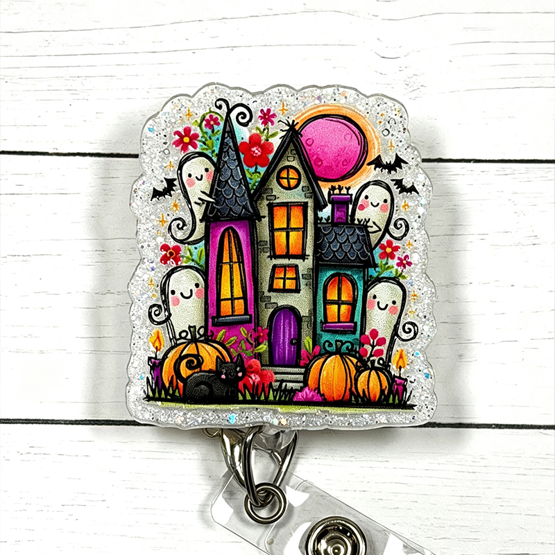 Halloween Haunted House Nurse Badge Reel