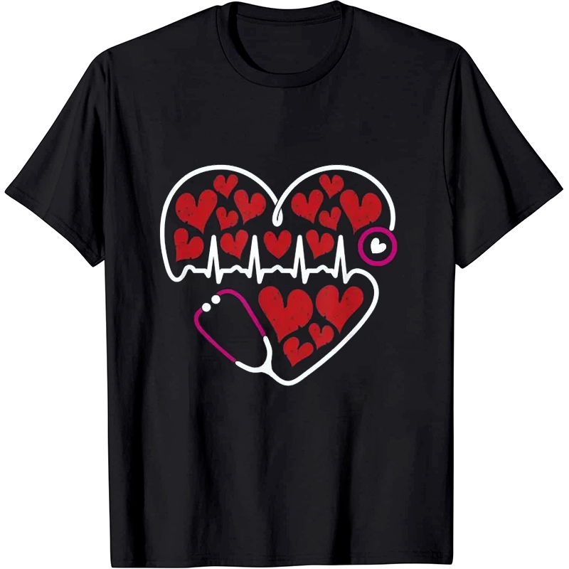 Heart Stethoscope Valentines Nurse T-Shirt