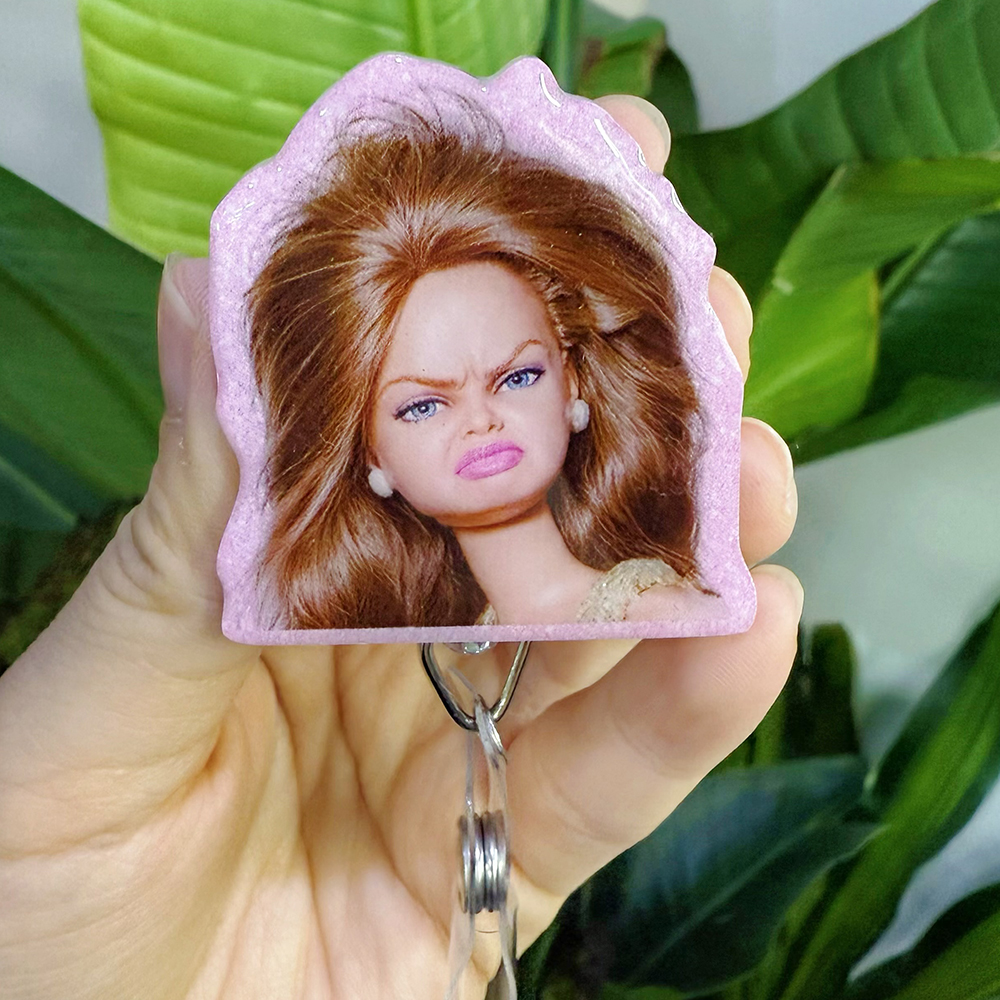 Funny Doll Face Meme Nurse Badge Reel