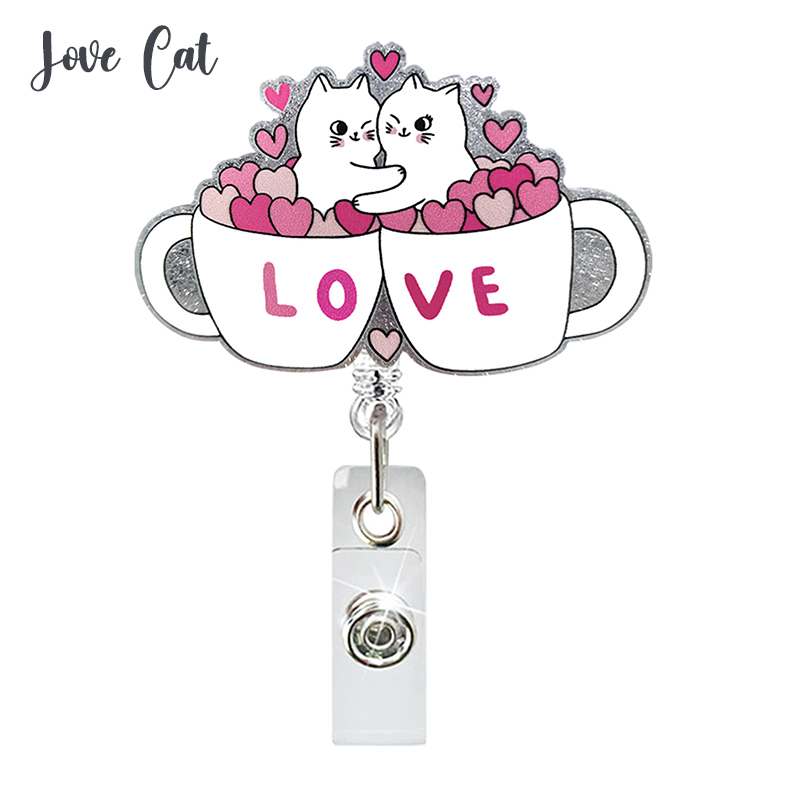 Panda Cat Acrylic Nurse Badge Reel