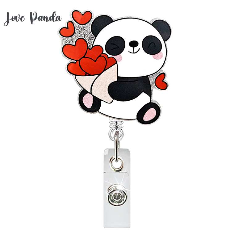 Panda Cat Acrylic Nurse Badge Reel