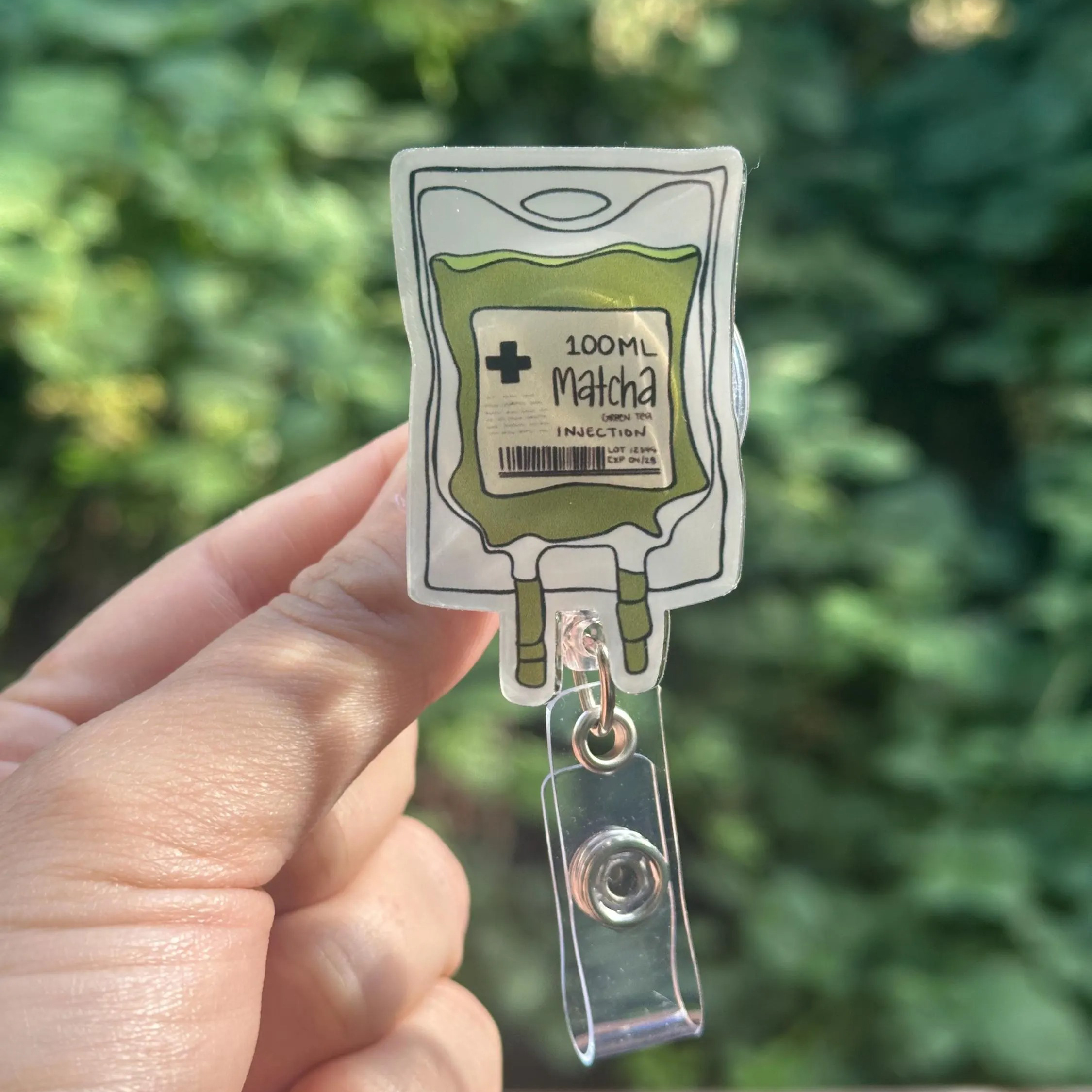 Matcha Green Tea IV Bag Badge Reel