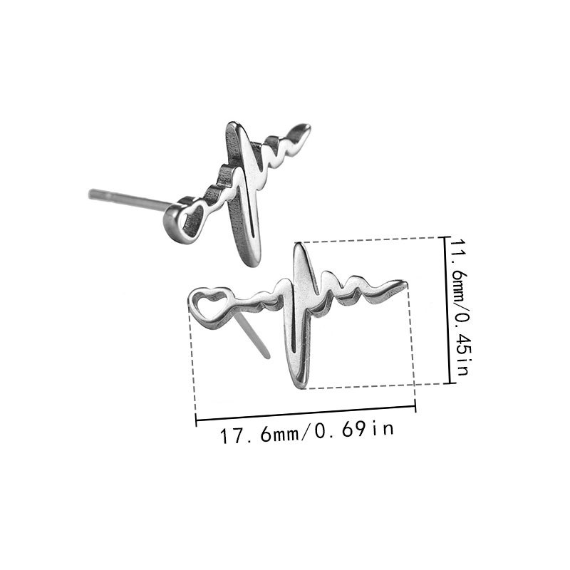Electrocardiogram Silver Nurse Metal Earrings
