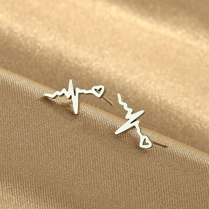 Electrocardiogram Silver Nurse Metal Earrings