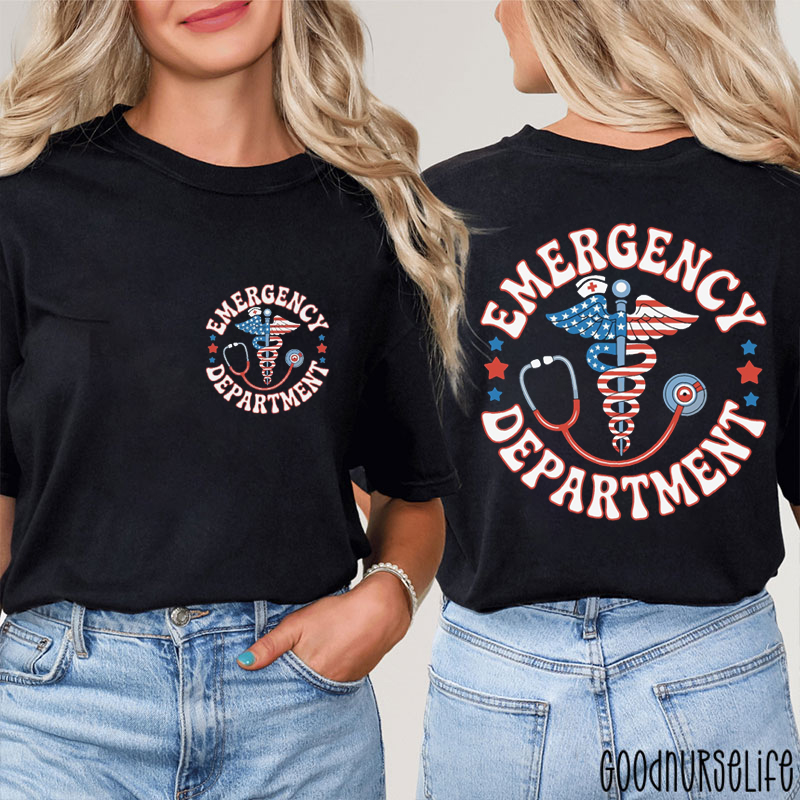 Patriotic Emergency Department Nurse Two Sided T-Shirt