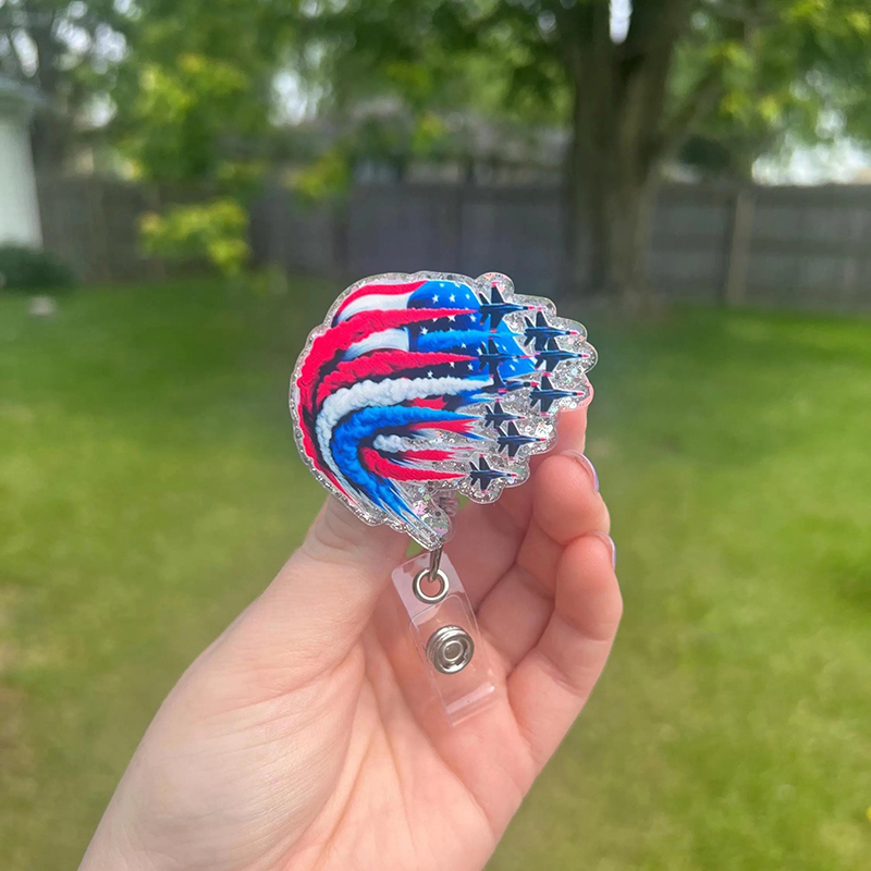 Patriotic Jet Fighter Nurse Badge Reel