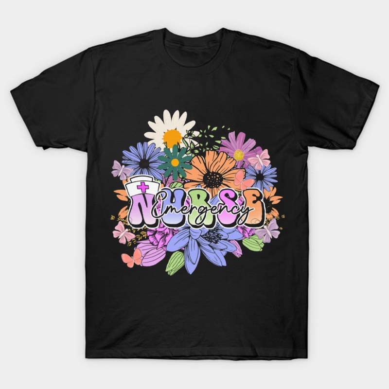 Personalized Bloom Flowers Nurse T-Shirt