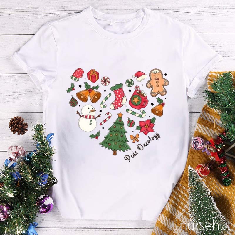 Personalized Christmas Heart Nurse T-Shirt