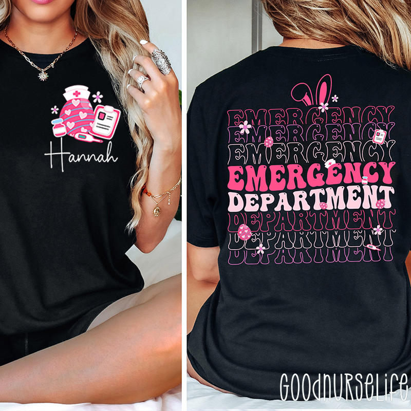 Personalized Name Emergency Department Nurse Two Sided T-Shirt