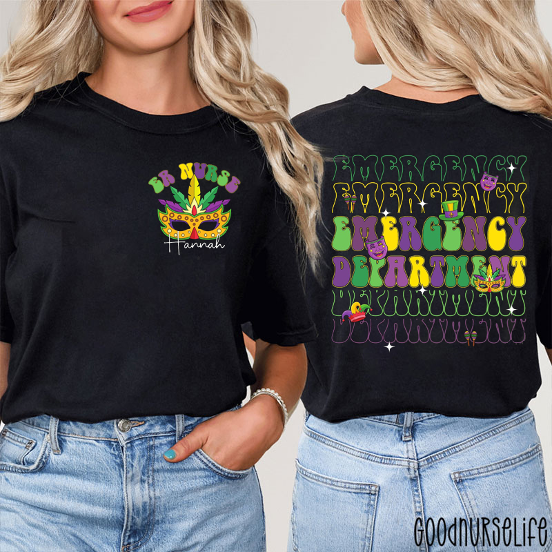 Personalized Name Emergency Department St Patrick's Day Nurse Two Sided T-Shirt