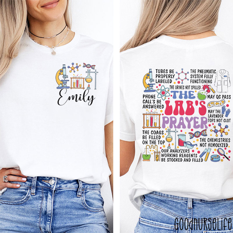Personalized Name The Lab's Prayer Nurse Two Sided T-Shirt