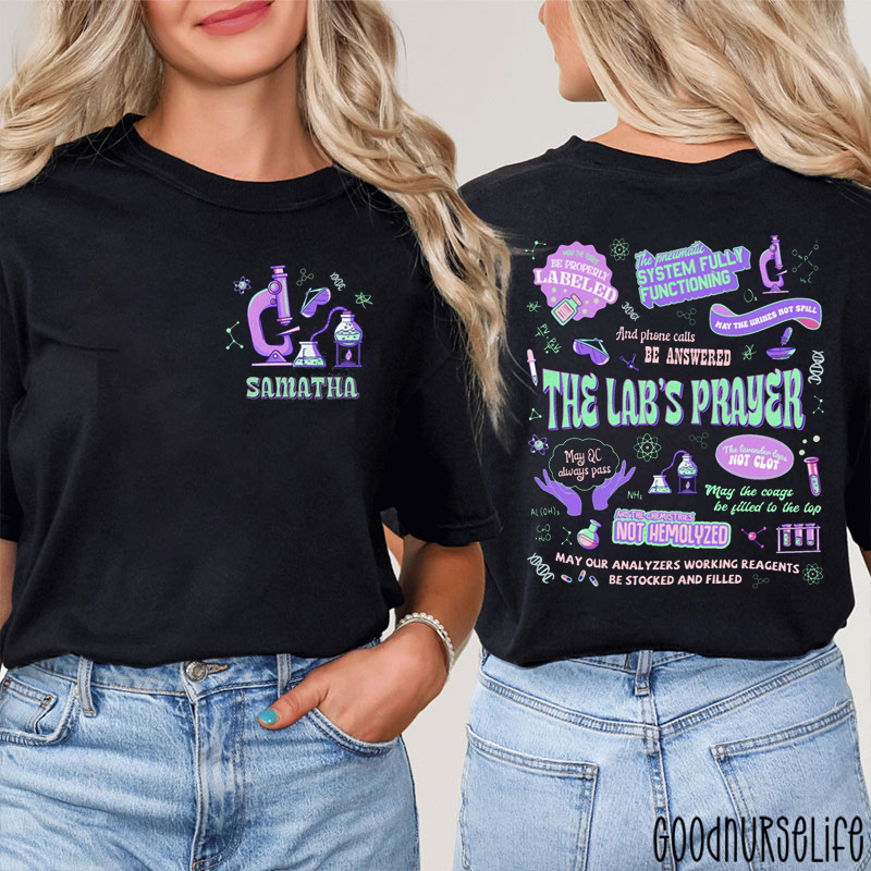 Personalized Name The Lab's Prayer Nurse Two Sided T-Shirt
