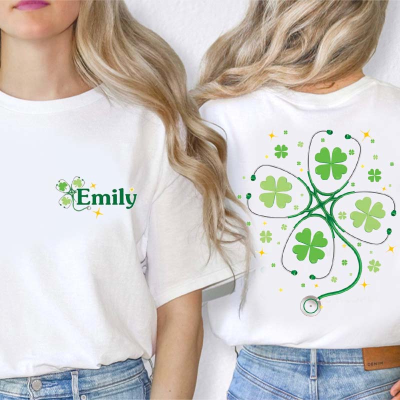 Personalized St.patricks Lucky Nurse Two Sided T-Shirt