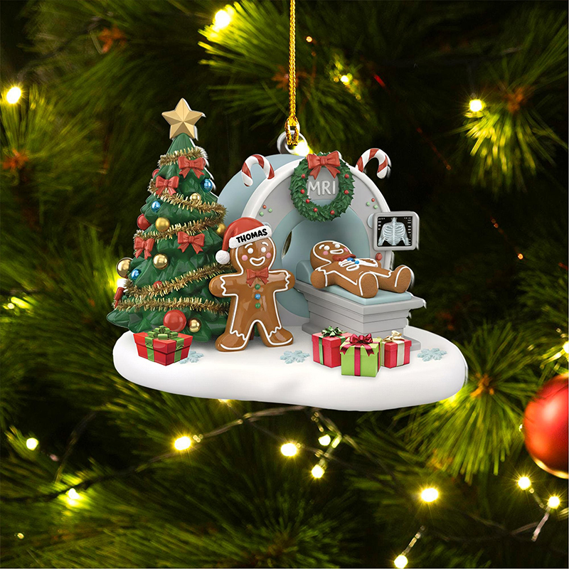 Personalized Gingerbread MRI Tech Ornament