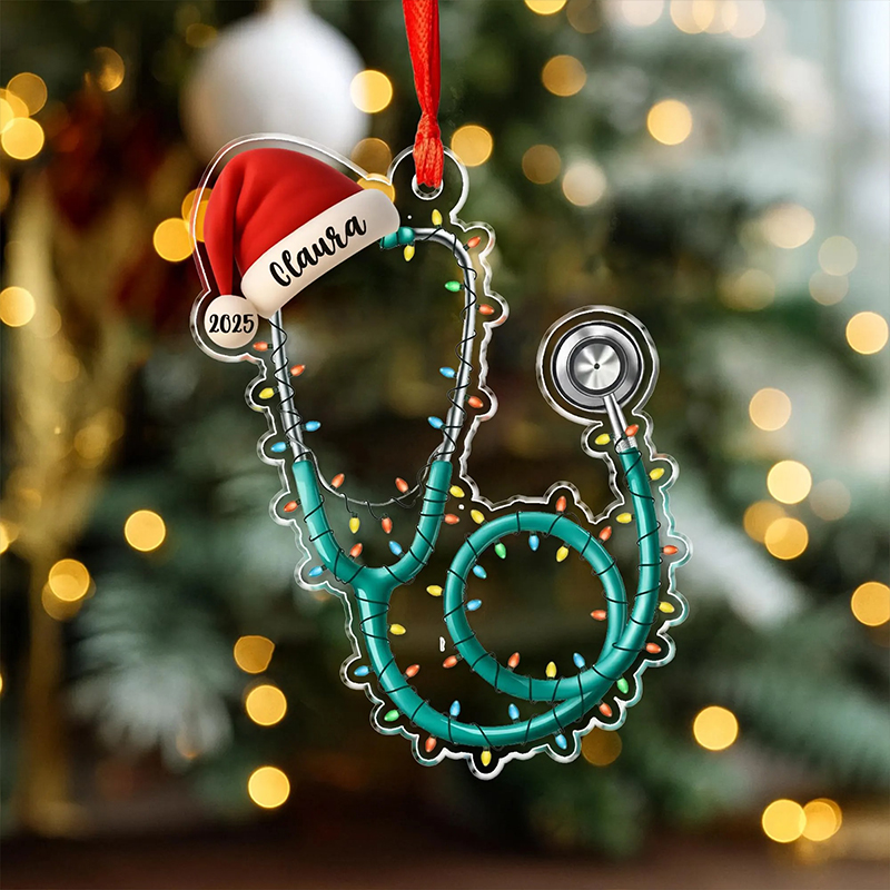 Personalized Name Stethoscope Nurse Ornament