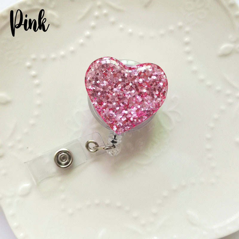 Glitter Heart Nurse Badge Reel