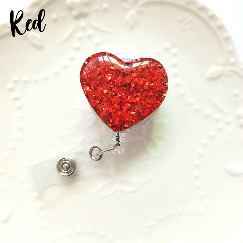 Glitter Heart Nurse Badge Reel