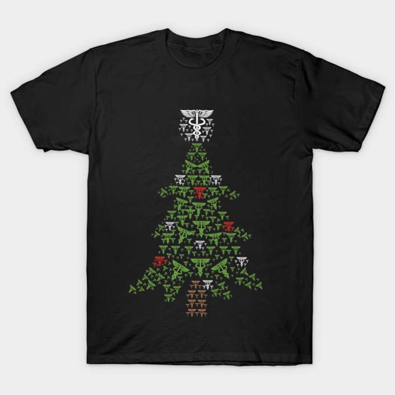 Rod of Asclepius Christmas Tree Nurse T-Shirt