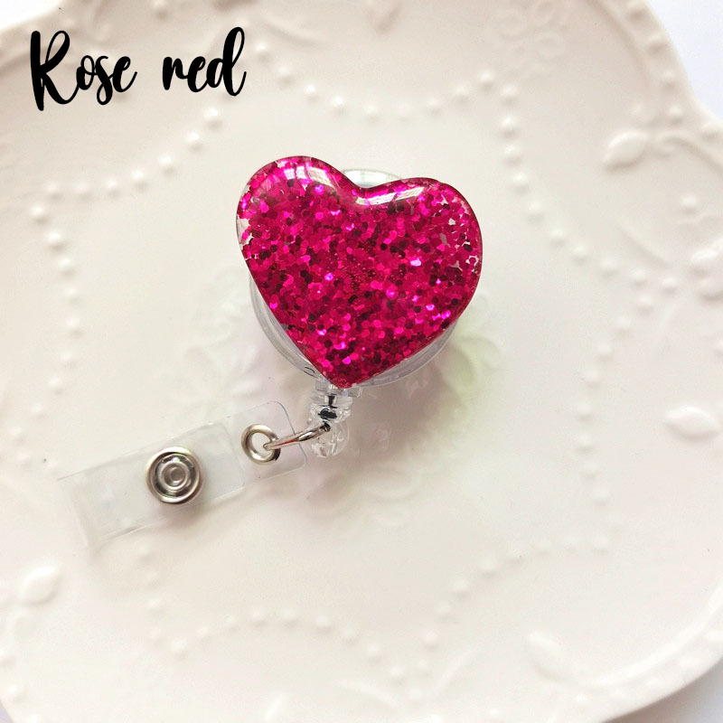 Glitter Heart Nurse Badge Reel