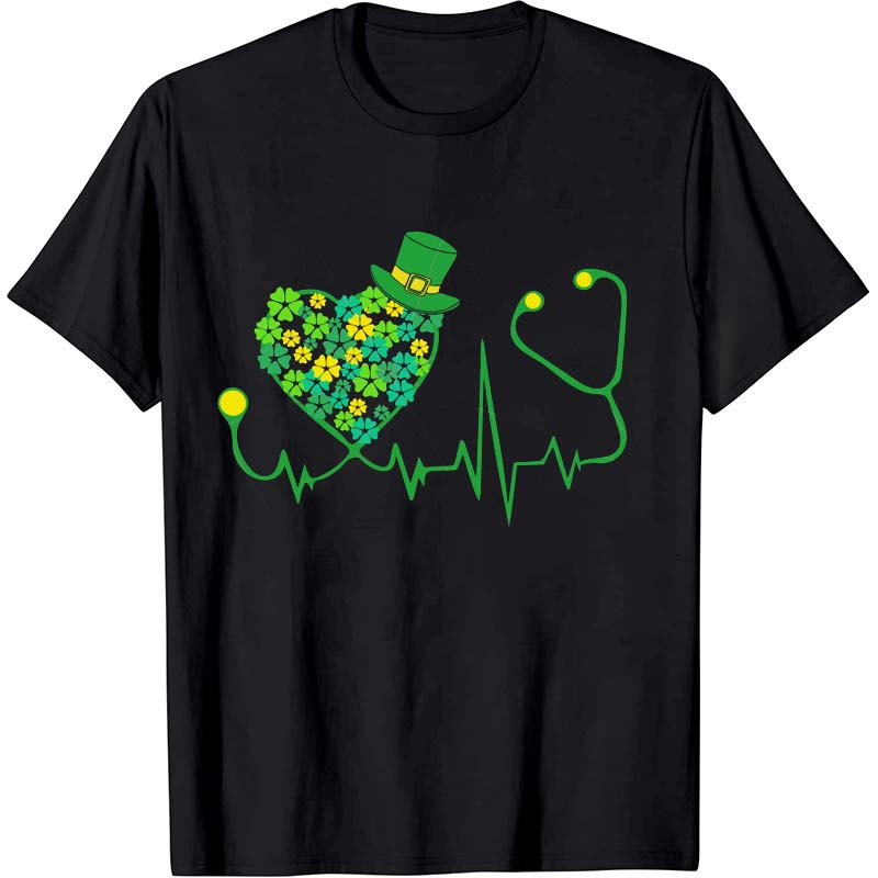 Shamrock Heartbeat Nurse T-Shirt