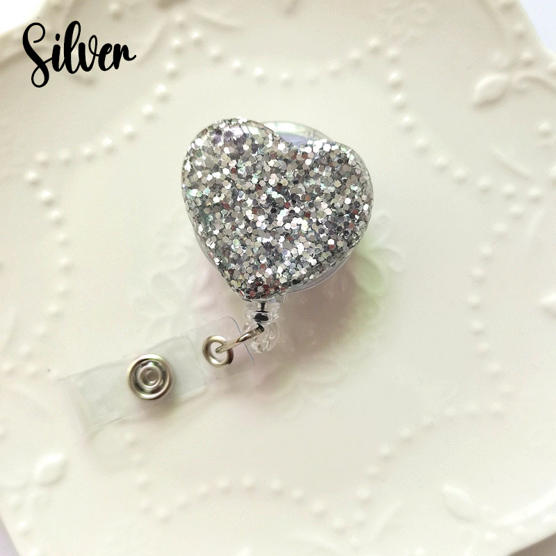 Glitter Heart Nurse Badge Reel