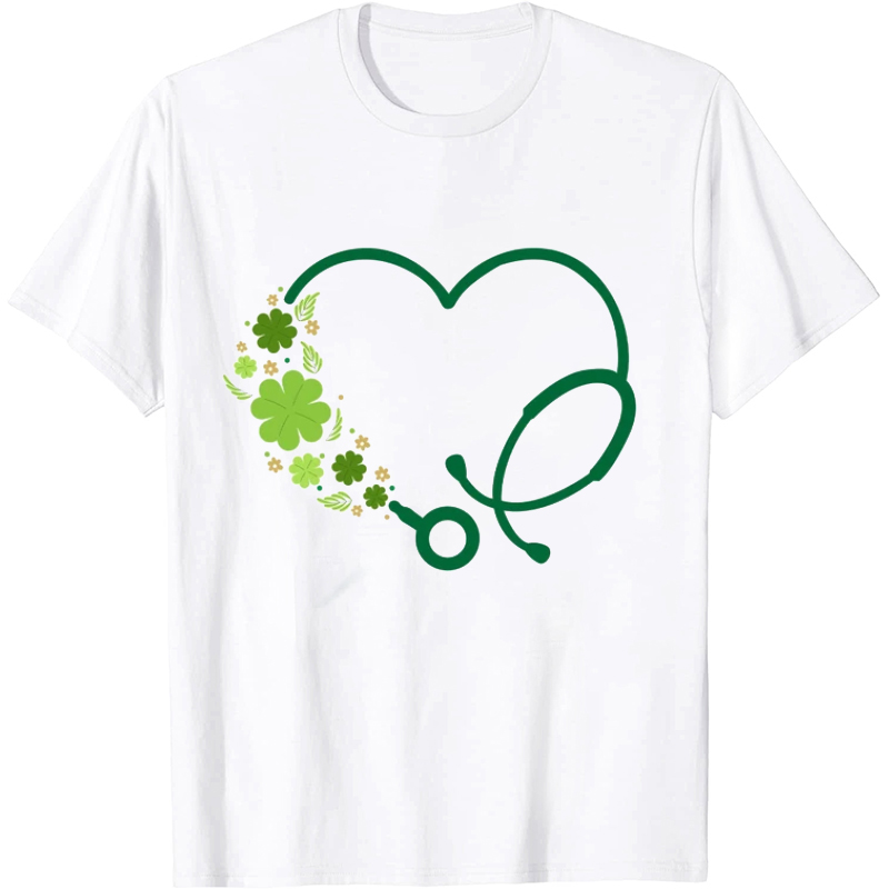 St Patrick's Day Heart Stethoscope Nurse T-Shirt