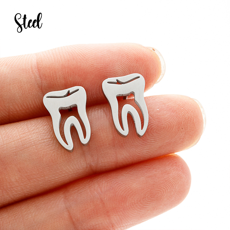 Hollow Teeth Dental Mental Earrings