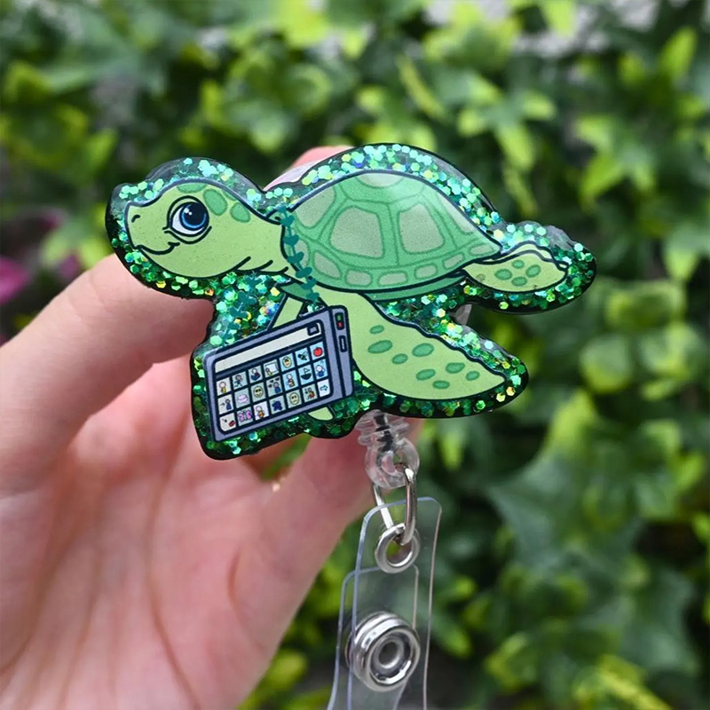 Talkative Turtle Nurse Badge Reel