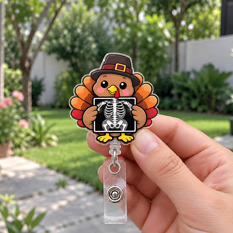 Turkey X-Ray Skeleton Thanksgiving Badge Reel
