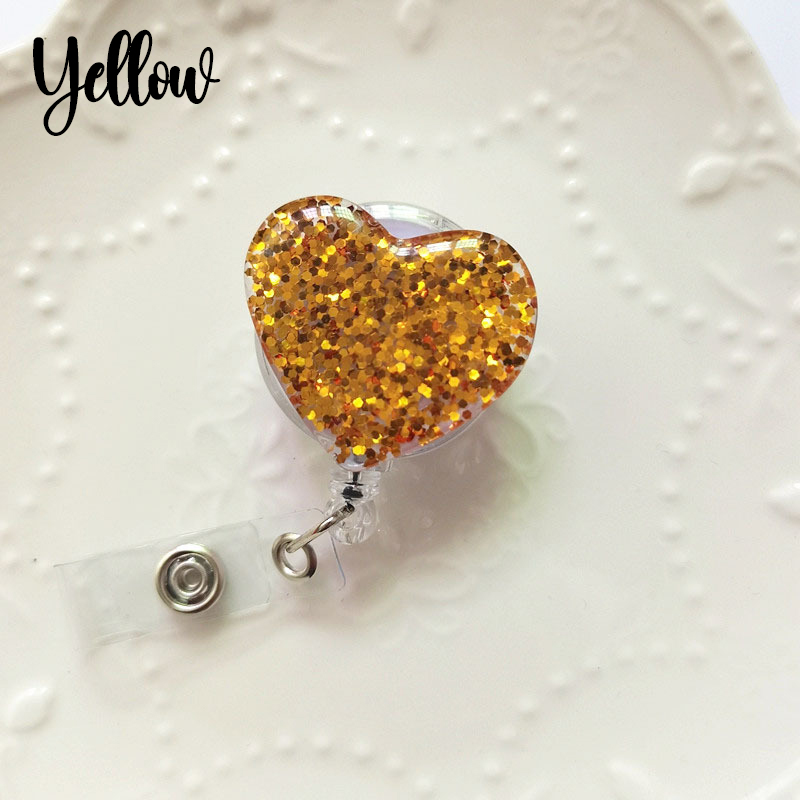 Glitter Heart Nurse Badge Reel