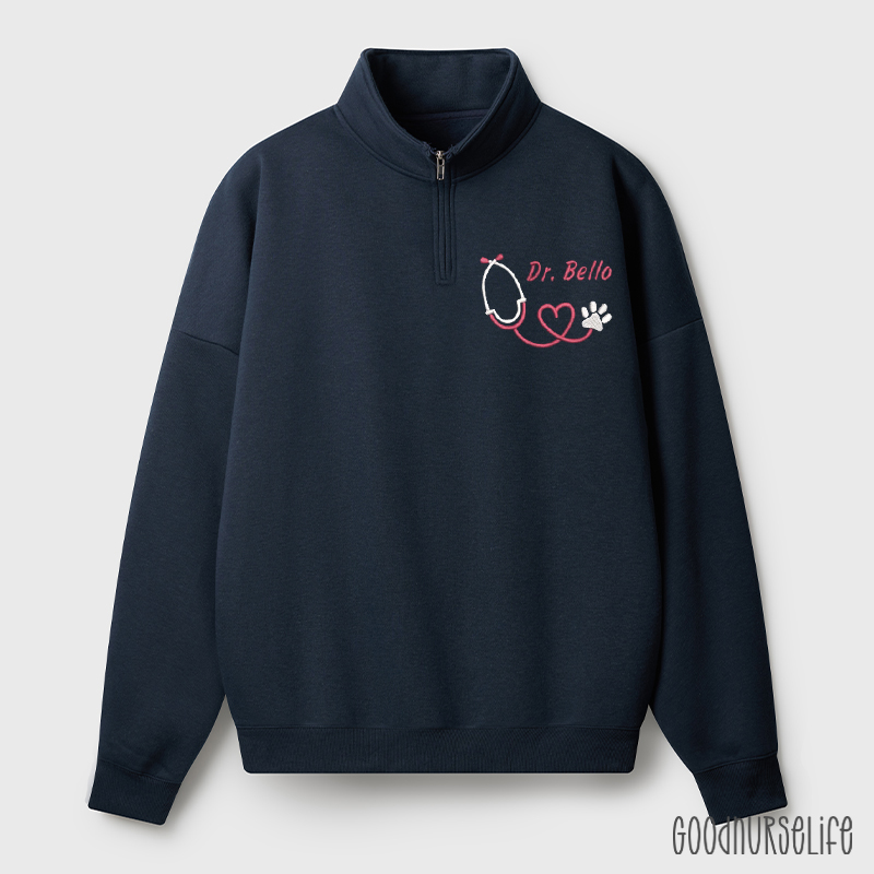Personalized Veterinarian Office Quarter Zip Sweatshirt