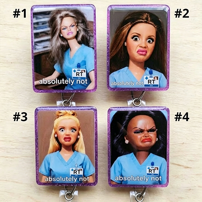 RT Funny Doll Face Meme Badge Reel