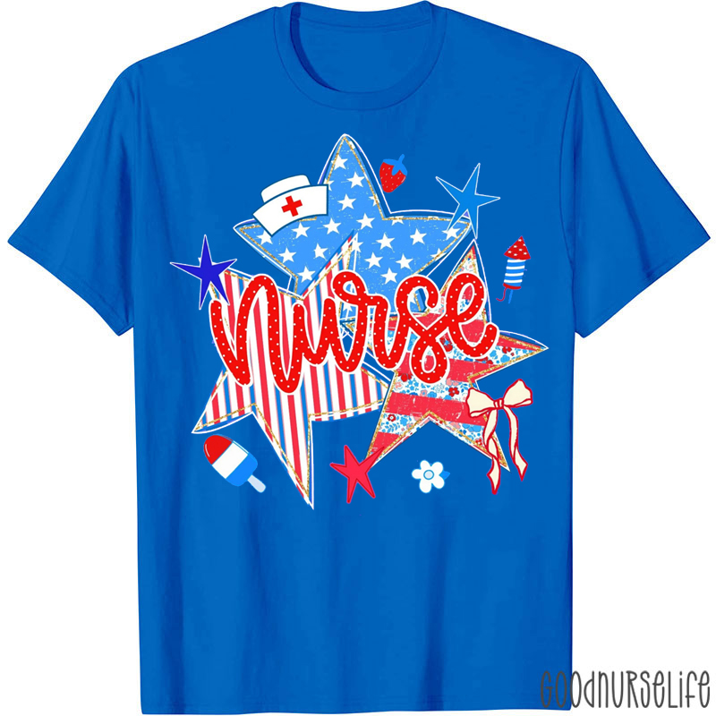 Personalized Preppy Stars And Stripes Nurse T-Shirt