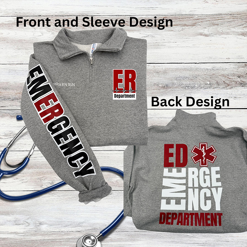 Personalized Emergency Department Emergency Room Quarter Zip Sweatshirt