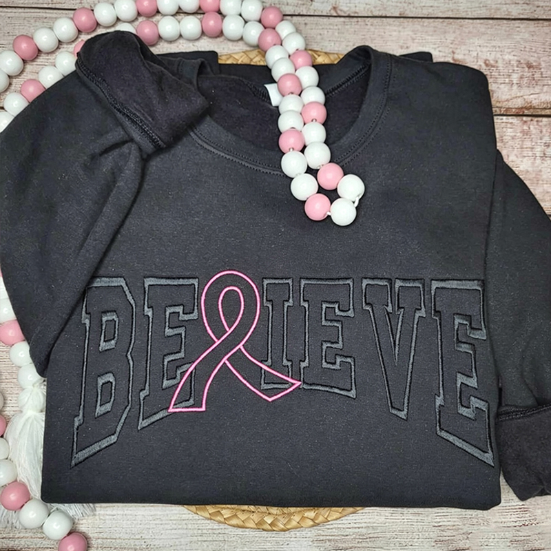 Personalized Pink Ribbon Breast Cancer Awareness Sweatshirt