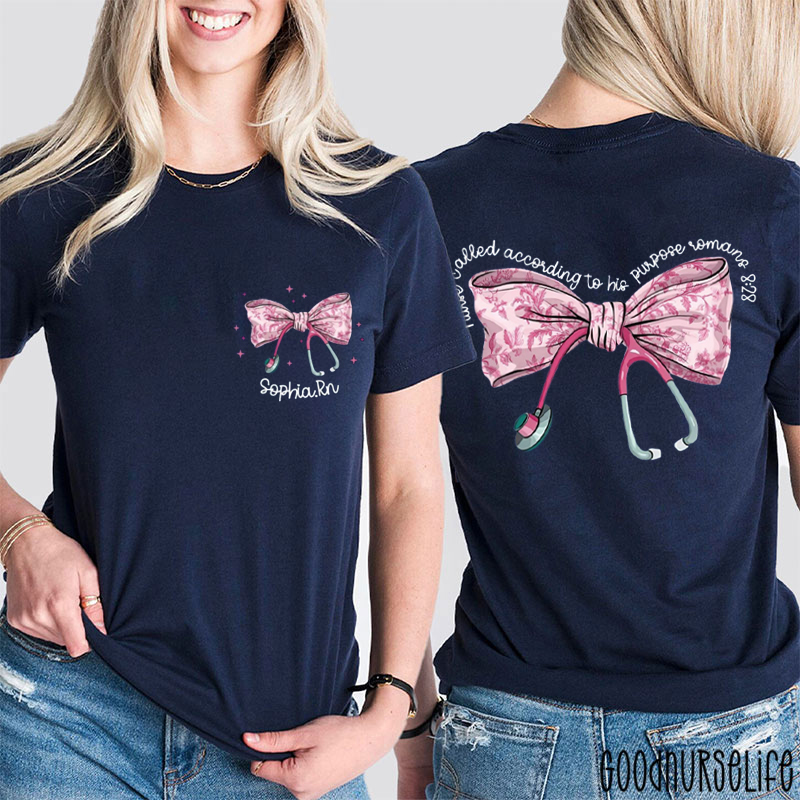 Personalized Pink Bow Nurse Called According To His Purpose Nurse Two Sided T-Shirt