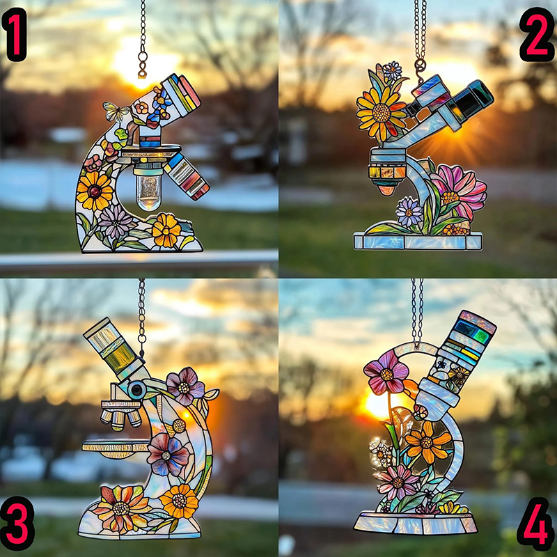Personalized Floral Microscope Suncatcher