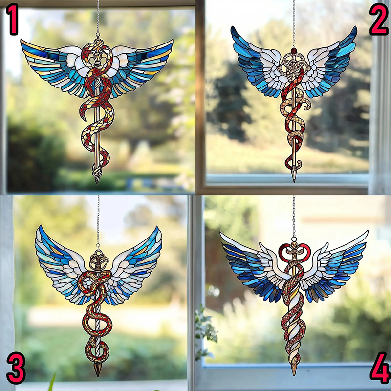 Personalized Caduceus Suncatcher