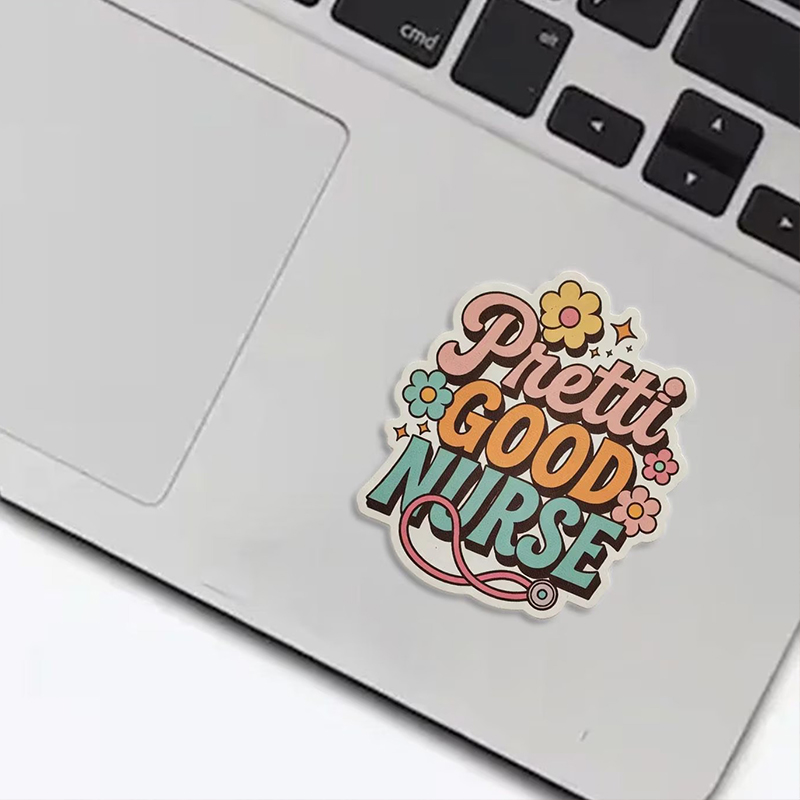 Retro Flower Pretti Good Nurse Stickers